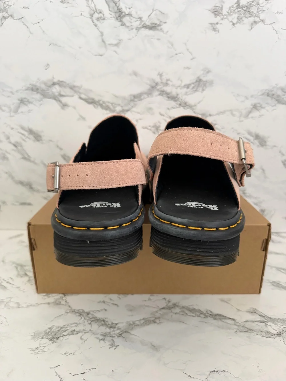 Dr. Martens Zebzag Suede Powder Pink Slingback Mules Slip On Shoes Men Size 14